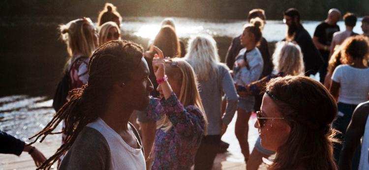 group of people near a body of water