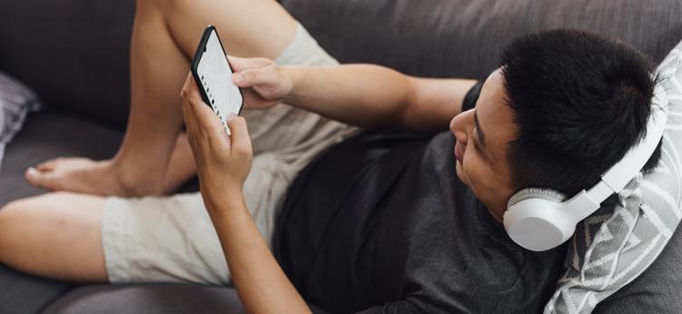 Man looking at cell phone