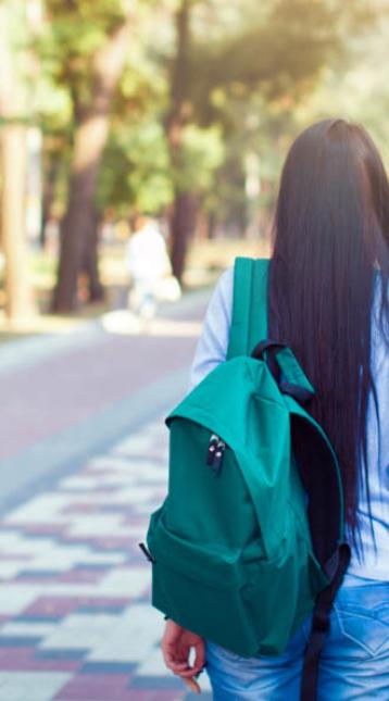 girl with backpack